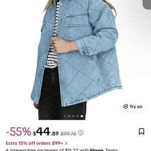 Dokotoo Quilted Denim Jacket Fleece Lined - Size Large